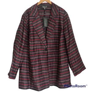 NEW NWT Pink Grey striped one button blazer size 24/26 SELECTION by ULLA POPKEN